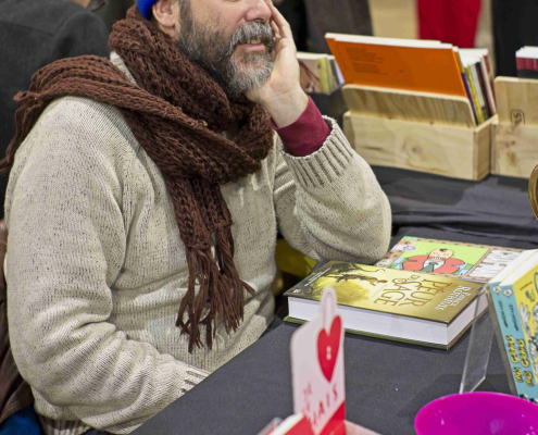 Wandrille au stand des Editions La Cafetière